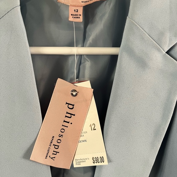 Philosophy Blazer- Baby Blue, Ladies Size 12 - Picture 7 of 7